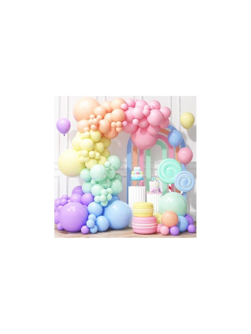 Pastel Rainbow Balloon Garland Arch Kit for Birthday Party Decorations